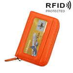 Ví đựng thẻ ngang khóa kéo màu trơn bằng da bò thật, chống RFID, hộp bảo vệ với 12 ngăn thẻ, Kích thước: 11.5*7.5cm