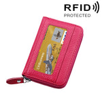 Ví đựng thẻ ngang khóa kéo màu trơn bằng da bò thật, chống RFID, hộp bảo vệ với 12 ngăn thẻ, Kích thước: 11.5*7.5cm