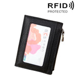 Ví đựng thẻ khóa kéo màu trơn bằng da bò, chống RFID, túi đựng thẻ bảo vệ, ví đựng tiền xu, kích thước: 11*8*1.5cm