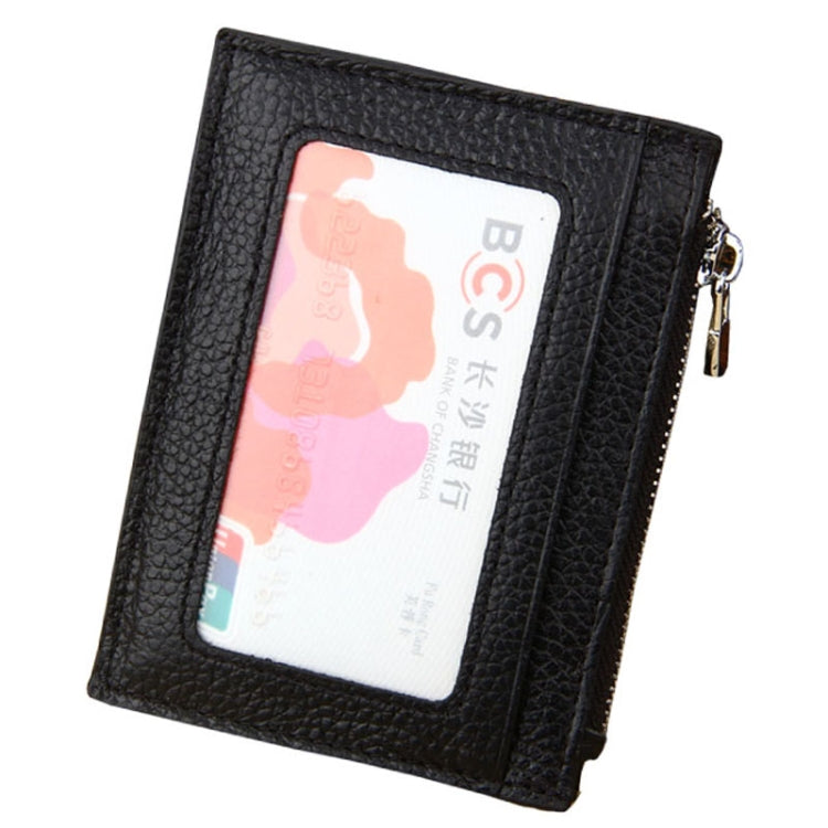 Ví đựng thẻ khóa kéo màu trơn bằng da bò, chống RFID, túi đựng thẻ bảo vệ, ví đựng tiền xu, kích thước: 11*8*1.5cm