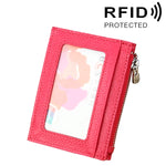 Ví đựng thẻ khóa kéo màu trơn bằng da bò, chống RFID, túi đựng thẻ bảo vệ, ví đựng tiền xu, kích thước: 11*8*1.5cm