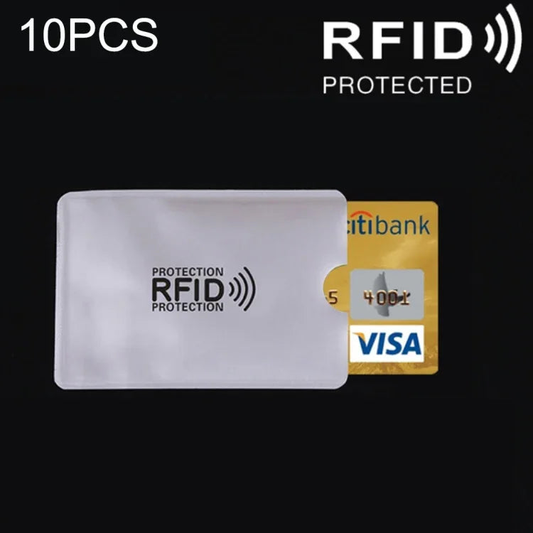 10 cái túi đựng thẻ ngân hàng chống RFID bằng giấy nhôm, kích thước 9.1*6.3cm, 10 cái RFID