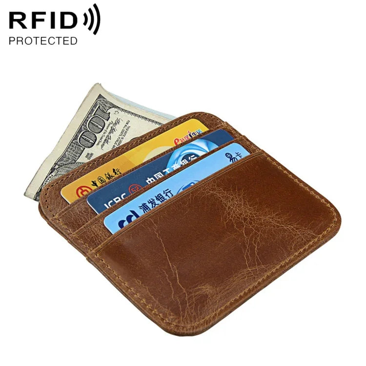 KB108 Bao đựng thẻ tín dụng xe buýt thời trang họa tiết Crazy Horse chống từ RFID, bàn chải chống trộm, KB108