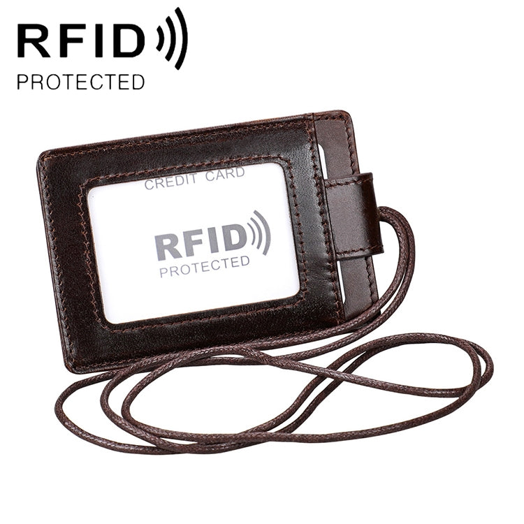 KB153 Ví đựng thẻ da chống từ RFID kèm dây đeo thẻ ID