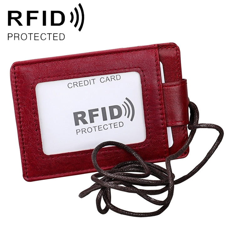 KB153 Ví đựng thẻ da chống từ RFID kèm dây đeo thẻ ID