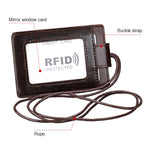 KB153 Ví đựng thẻ da chống từ RFID kèm dây đeo thẻ ID