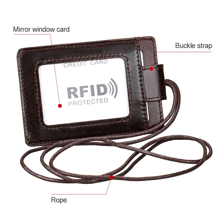 KB153 Ví đựng thẻ da chống từ RFID kèm dây đeo thẻ ID