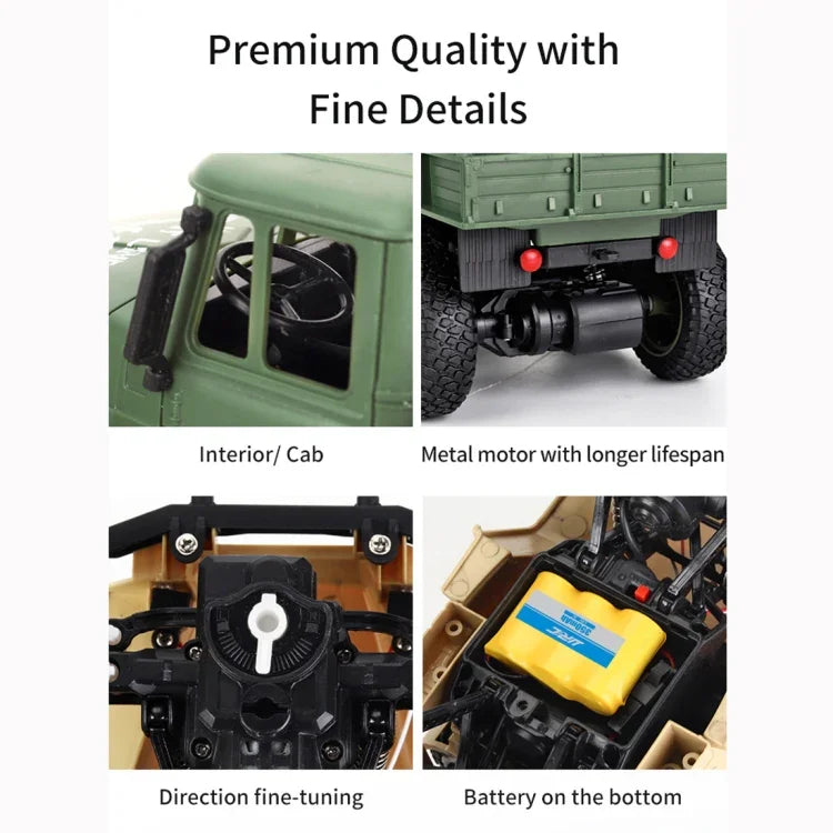 Đồ Chơi Xe Tải Bọc Giáp 6 Bánh Điều Khiển Từ Xa 1:18 2.4Ghz 4 Kênh JJR/C Dongfeng 8, Dongfeng 8 (Xanh Lá), Dongfeng 8 (Vàng)