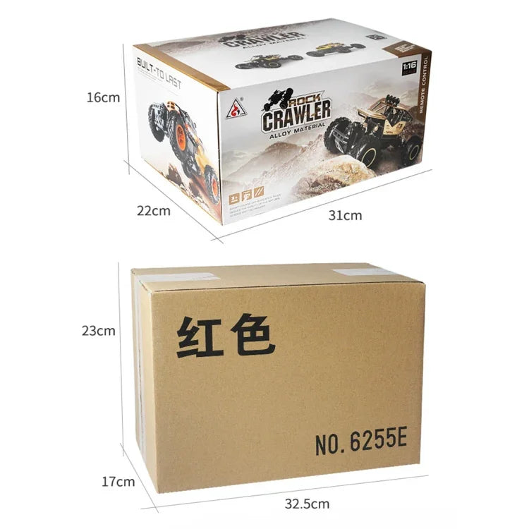 Xe đồ chơi điều khiển từ xa không dây 2.4GHz 1:16 trượt địa hình bốn bánh cho trẻ em, 6255 2.4GHz 1:16(Xanh), 6255 2.4GHz 1:16(Đỏ)