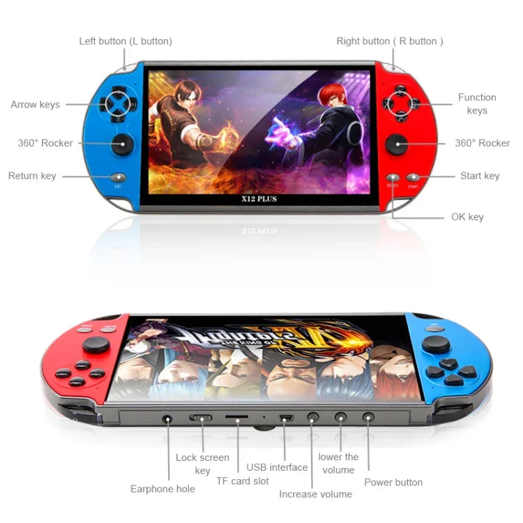 Powkiddy X12 Plus Máy Chơi Game Cầm Tay Cổ Điển Retro với Màn Hình HD 7 inch & Bộ Nhớ 16GB, Hỗ Trợ MP4 / Sách Điện Tử, X12 Plus