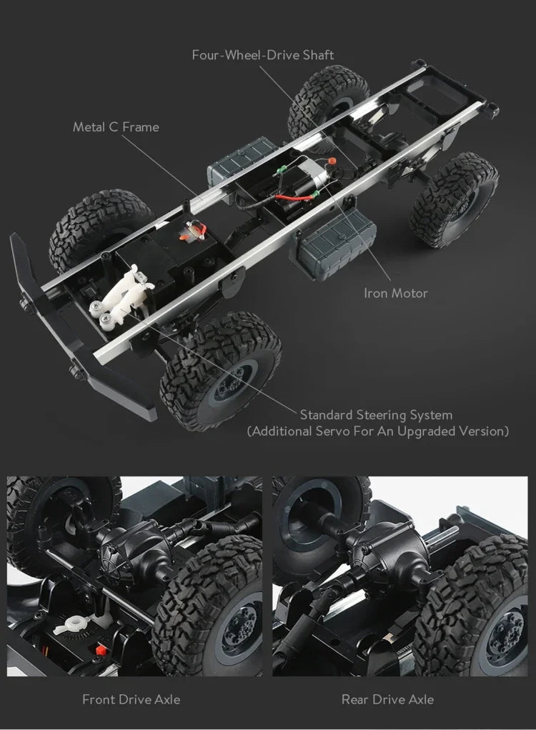 JJR/C Q60 Xe Tải Quân Sự Mini 1:16 2.4GHz RC 6WD Có Xích, Q60