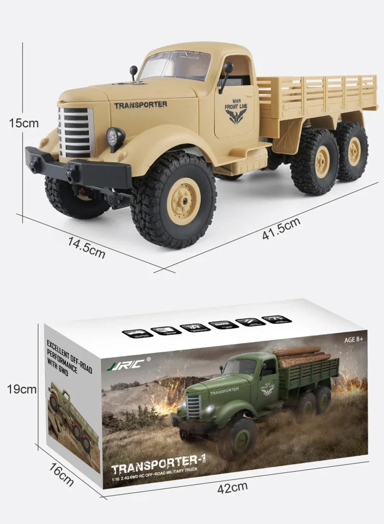 JJR/C Q60 Xe Tải Quân Sự Mini 1:16 2.4GHz RC 6WD Có Xích, Q60