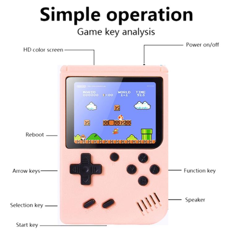 Máy chơi game cầm tay cổ điển mini Macaron MK500 cho trẻ em, tích hợp 500 trò chơi, hỗ trợ xuất AV, MK500 / Xám, MK500 / Xanh dương, MK500 / Vàng, MK500 / Hồng, MK500 / Xanh lá