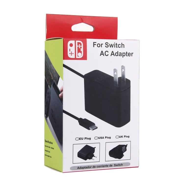 Bộ Sạc Adapter Tường cho Máy Chơi Game Nintendo Switch NS, DC 5V, Dài Cáp: 1.5m, Phích Cắm EU (Đen), Cho Switch NS Phích Cắm EU