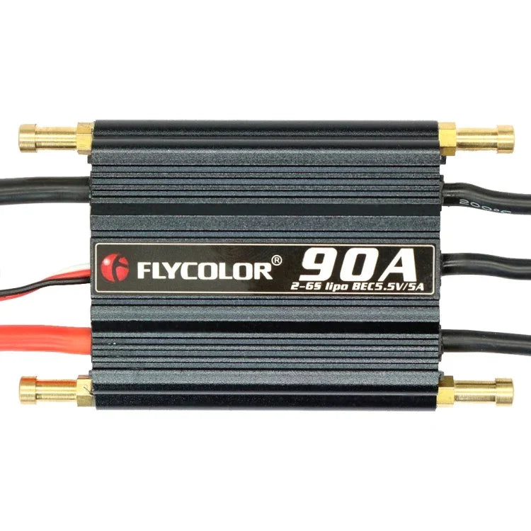 Bộ điều khiển tốc độ điện tử không chổi than Flycolor Flymoster Series 90A 2-6S chống nước cho thuyền RC, 90A 2-6S