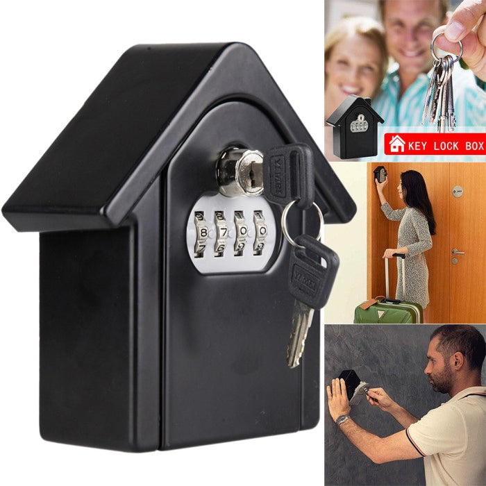 Hộp Lưu Trữ Khóa Mật Khẩu Hình Ngôi Nhà Hộp An Toàn Tủ Treo Tường, Kèm 1 Chìa Khóa