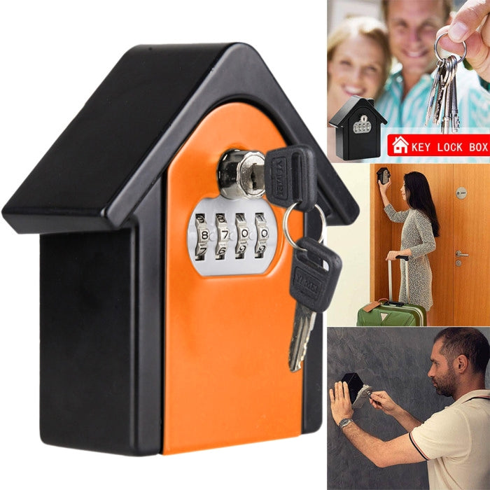 Hộp Lưu Trữ Khóa Mật Khẩu Hình Ngôi Nhà Hộp An Toàn Tủ Treo Tường, Kèm 1 Chìa Khóa