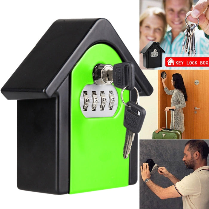 Hộp Lưu Trữ Khóa Mật Khẩu Hình Ngôi Nhà Hộp An Toàn Tủ Treo Tường, Kèm 1 Chìa Khóa