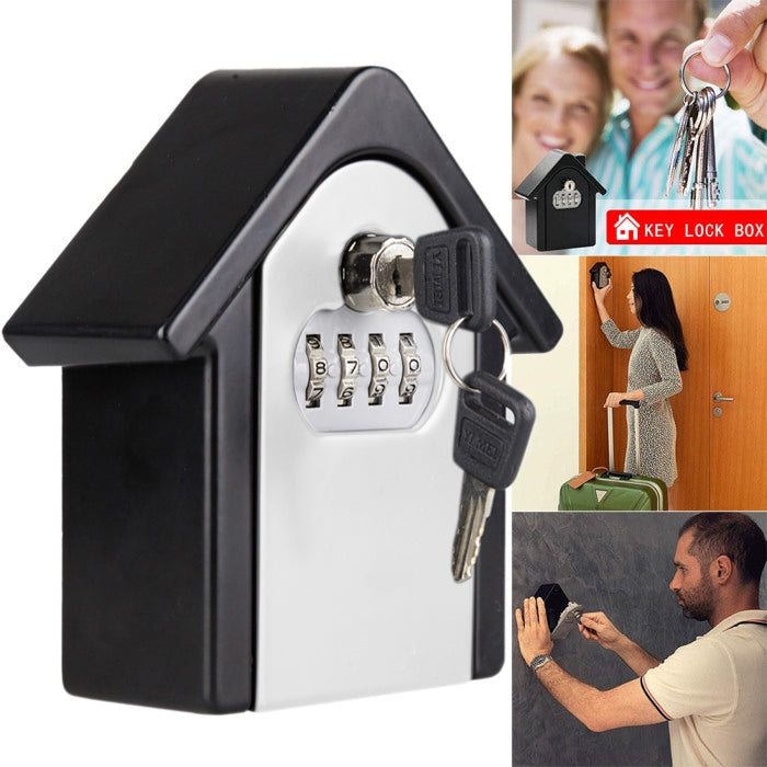 Hộp Lưu Trữ Khóa Mật Khẩu Hình Ngôi Nhà Hộp An Toàn Tủ Treo Tường, Kèm 1 Chìa Khóa