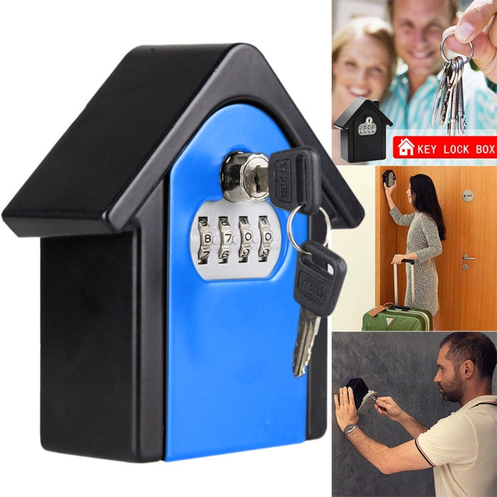 Hộp Lưu Trữ Khóa Mật Khẩu Hình Ngôi Nhà Hộp An Toàn Tủ Treo Tường, Kèm 1 Chìa Khóa