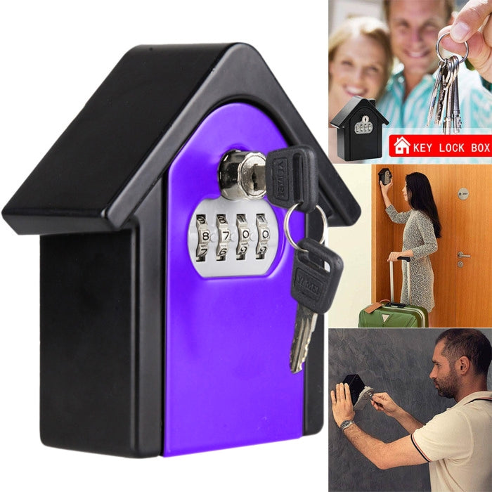 Hộp Lưu Trữ Khóa Mật Khẩu Hình Ngôi Nhà Hộp An Toàn Tủ Treo Tường, Kèm 1 Chìa Khóa