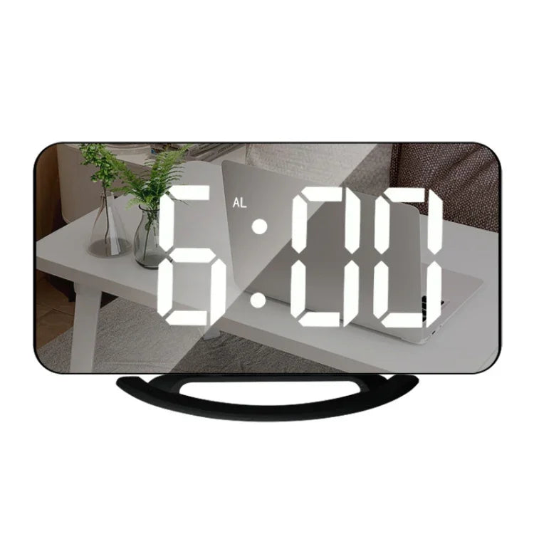 Đồng hồ để bàn gương trang điểm LED đa chức năng TS-8201-W, báo thức điện tử quang tự động