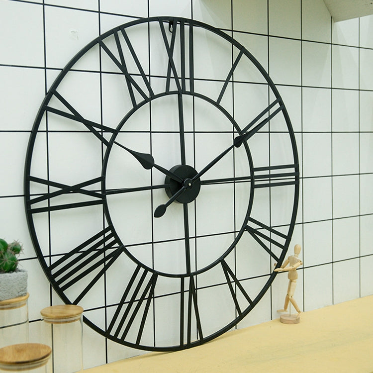 Đồng hồ treo tường trang trí phòng khách phong cách cổ điển 40cm, mặt số La Mã, kim trôi