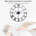 Đồng hồ treo tường trang trí phòng khách phong cách cổ điển 45cm, mặt số La Mã, kim trôi