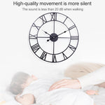 Đồng hồ treo tường trang trí phòng khách phong cách cổ điển bằng sắt tròn số La Mute 60cm (Màu trắng), 50cm
