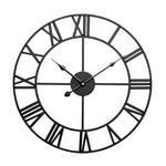Đồng hồ treo tường trang trí phòng khách phong cách cổ điển bằng sắt tròn số La Mute 60cm (Màu trắng), 50cm