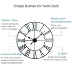 60cm Retro Living Room Iron Round Roman Numeral Mute Decorative Wall Clock, 60cm