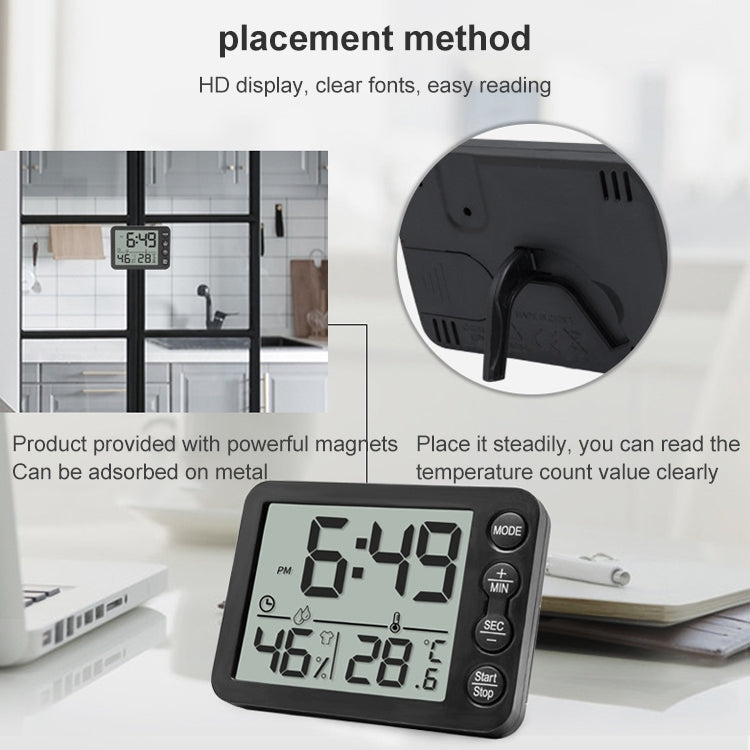 Đồng hồ báo thức màn hình lớn TS-9606-WR đo nhiệt độ và độ ẩm (Trắng đỏ)
