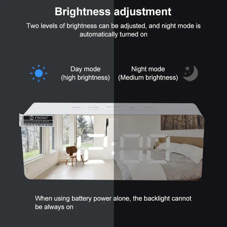 Đồng hồ báo thức LED đa chức năng TS-S69-R, đồng hồ gương trang điểm dùng pin / cắm điện sạc, TS-S69-G, TS-S69-HW