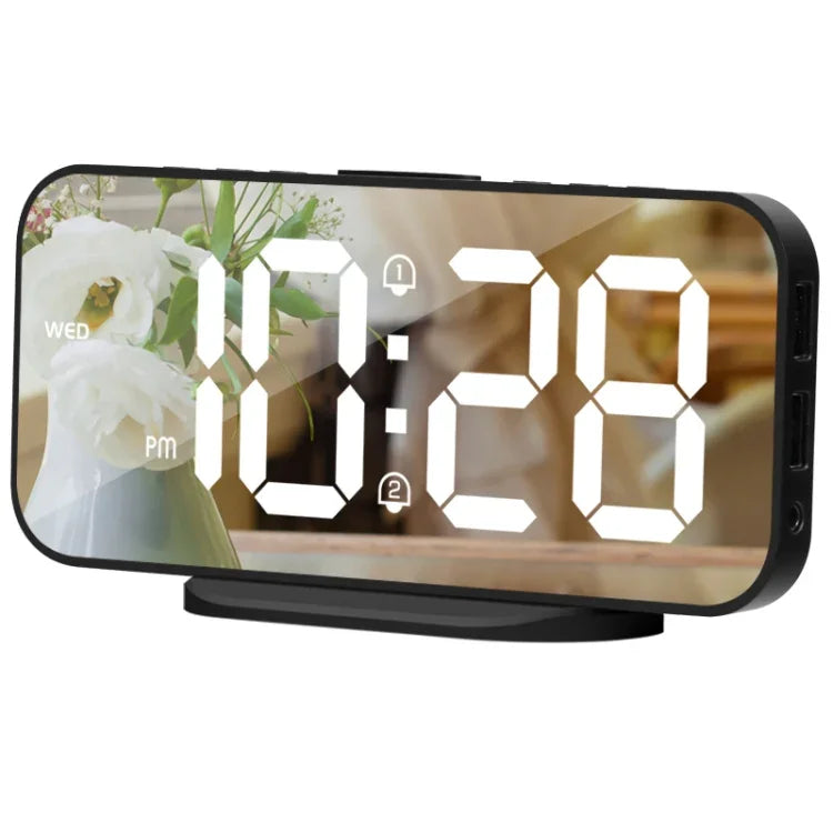 Đồng hồ báo thức LED gương 8821 đa năng, 8821 (Màu đen), 8821 (Màu trắng)