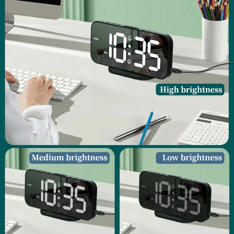 Đồng hồ báo thức LED gương 8821 đa năng, 8821 (Màu đen), 8821 (Màu trắng)