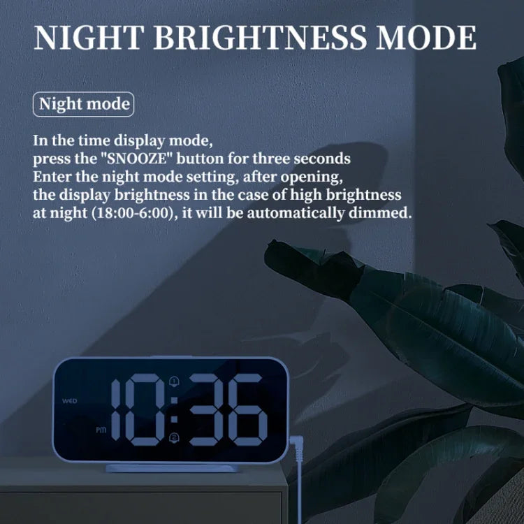 Đồng hồ báo thức LED gương 8821 đa năng, 8821 (Màu đen), 8821 (Màu trắng)