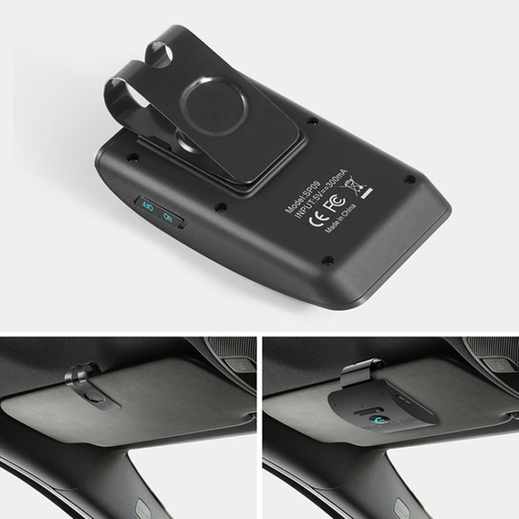 Bộ kit loa rảnh tay xe hơi Bluetooth không dây đa điểm SP09 V4.2, hỗ trợ đọc giọng nói & cảm biến rung