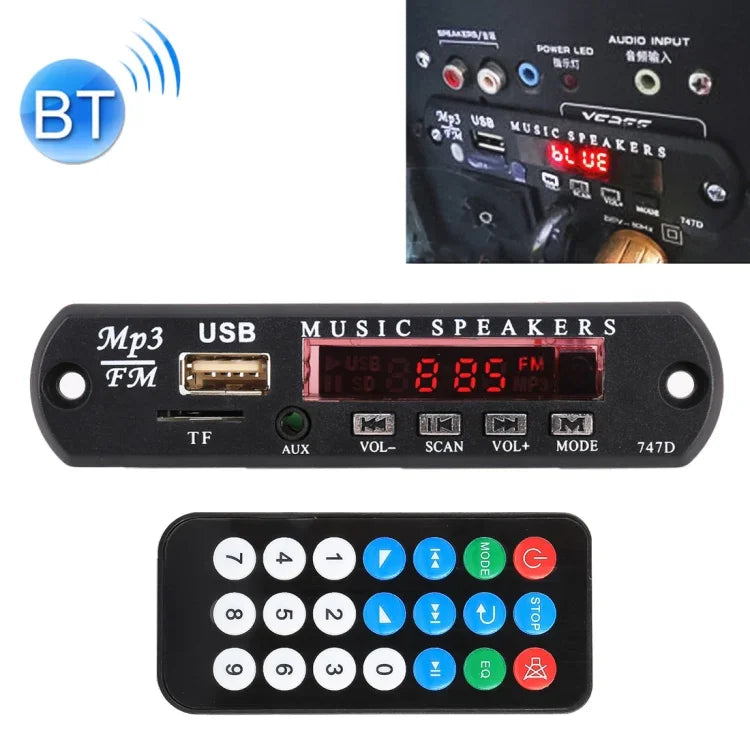 Bảng giải mã máy nghe nhạc MP3 ô tô 12V, Bluetooth, radio FM, TF, USB, AUX 3.5 mm, không có chức năng ghi âm, không có ghi âm