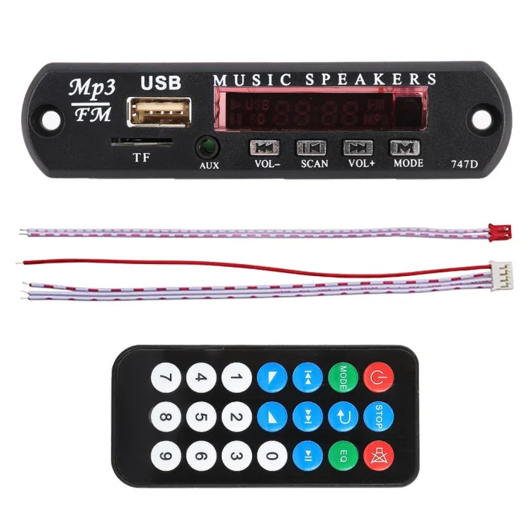 Bảng giải mã máy nghe nhạc MP3 ô tô 12V, Bluetooth, radio FM, TF, USB, AUX 3.5 mm, không có chức năng ghi âm, không có ghi âm