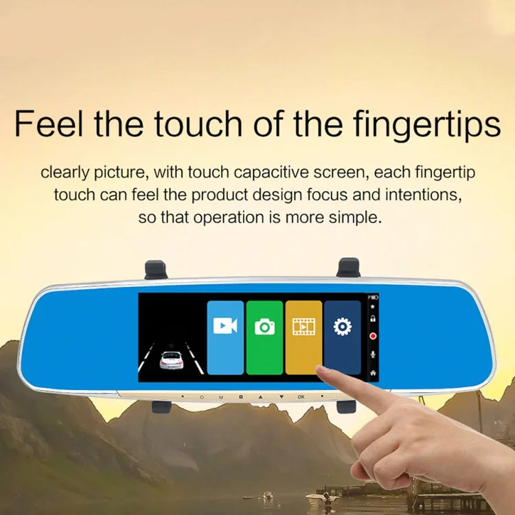 Gương chiếu hậu LCD cảm ứng 7 inch V100 Ghi hình xe với camera riêng biệt, Góc nhìn rộng 170 độ, Hỗ trợ nhìn ban đêm / Quay vòng / Phát hiện chuyển động / Cảm biến G / Thẻ TF, 7 inch