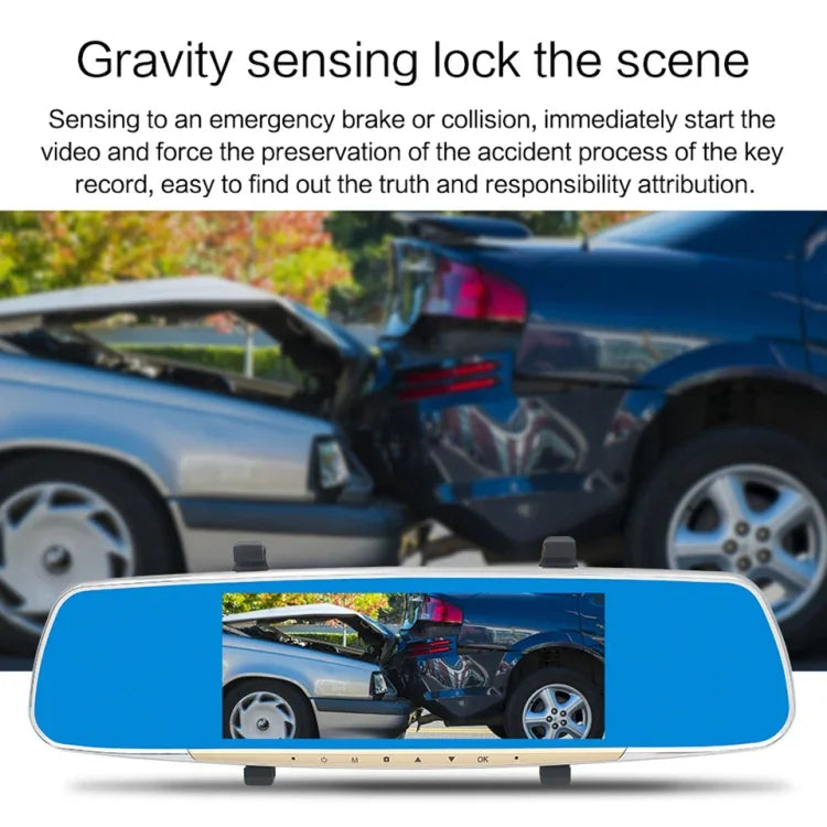Gương chiếu hậu LCD cảm ứng 7 inch V100 Ghi hình xe với camera riêng biệt, Góc nhìn rộng 170 độ, Hỗ trợ nhìn ban đêm / Quay vòng / Phát hiện chuyển động / Cảm biến G / Thẻ TF, 7 inch