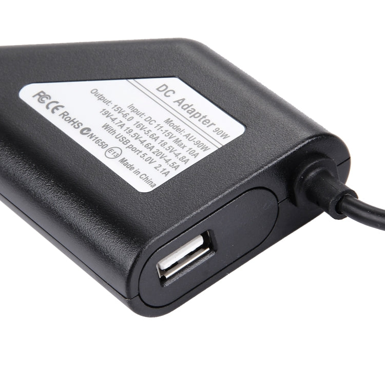 Sạc xe hơi đa năng 90W cho laptop với 8 bộ chuyển đổi nguồn & 1 cổng USB cho Samsung, Sony, Asus, Acer, IBM, HP, Lenovo