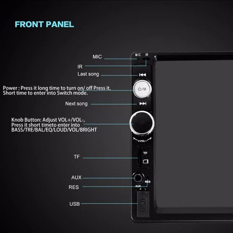 Đầu thu radio ô tô 2 Din 7 inch HD 7010B, hỗ trợ FM & USB & thẻ TF, 7010B