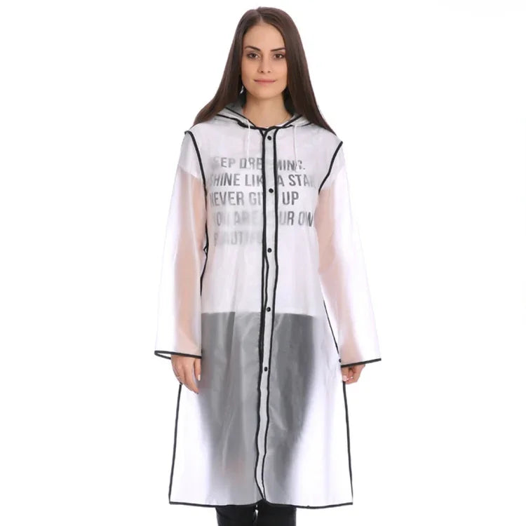 Áo mưa poncho viền EVA liền mũ trong suốt, chống thấm nước, áo mưa ngoài trời, Size: L, phù hợp chiều cao 150-170cm, Size: L
