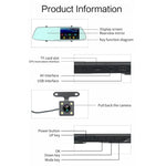 G705 gương chiếu hậu màn hình cảm ứng LCD 5 inch ghi hình xe hơi với camera riêng biệt, góc nhìn rộng 170 độ, hỗ trợ quay vòng video / phát hiện chuyển động / cảm biến G / thẻ TF, G705