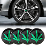 4 PCS Car-Styling Green Leaves Pattern Metal Wheel Hub Decorative Sticker, Diameter: 5.8cm, Green Leaves
