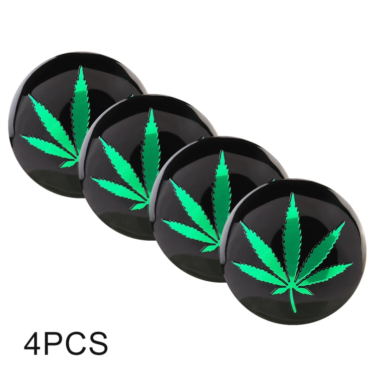4 PCS Car-Styling Green Leaves Pattern Metal Wheel Hub Decorative Sticker, Diameter: 5.8cm, Green Leaves