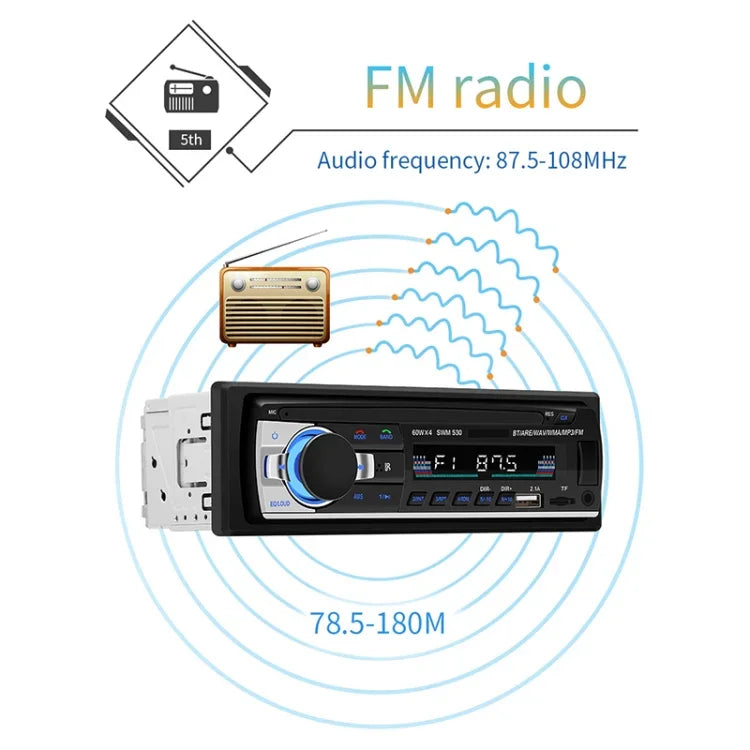 SWM-530 Bộ sạc xe hơi 12V đa năng 2 cổng USB, đầu thu radio MP3, hỗ trợ FM & Bluetooth có điều khiển từ xa, SWM-530