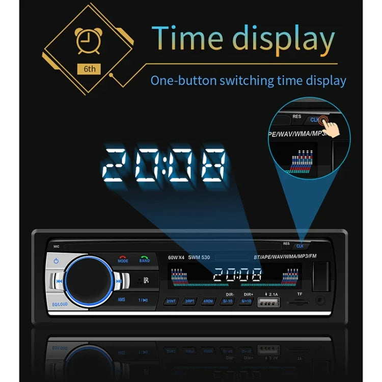 SWM-530 Bộ sạc xe hơi 12V đa năng 2 cổng USB, đầu thu radio MP3, hỗ trợ FM & Bluetooth có điều khiển từ xa, SWM-530