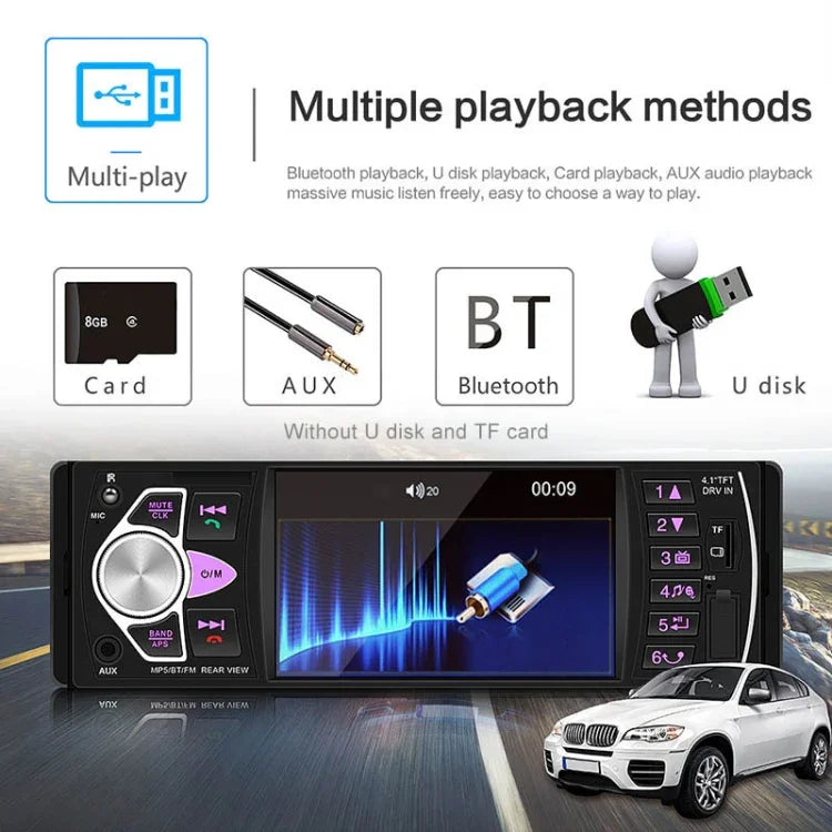 SWM-4022D Đầu thu radio xe hơi đa năng 12V màn hình HD 4,1 inch MP5, hỗ trợ FM & Bluetooth & thẻ TF có điều khiển từ xa, SWM-4022D